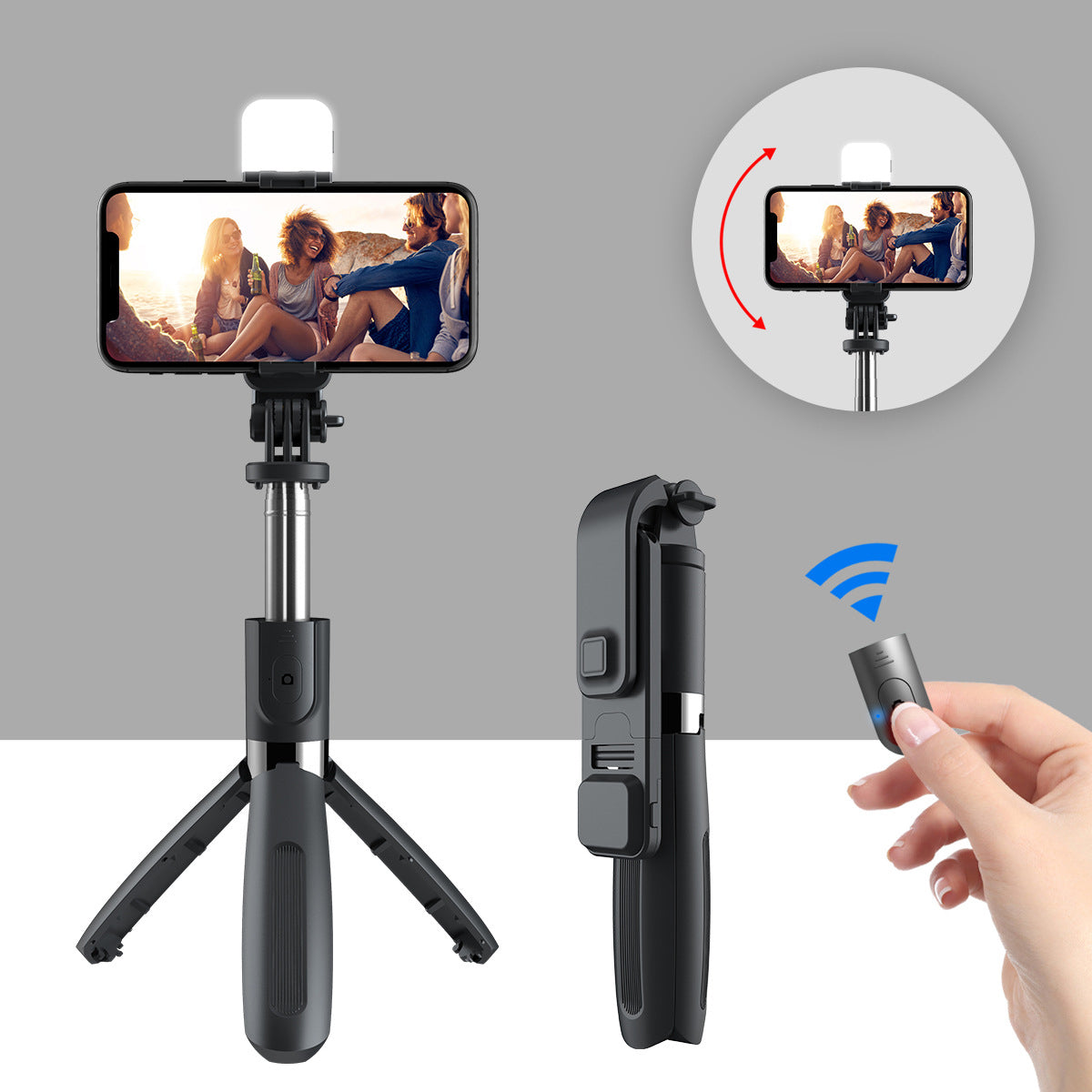 Compatible with Apple, 3 In1 Bluetooth Wireless Selfie Stick Tripod 102cm Foldable & Monopods Universal Phone Tripod