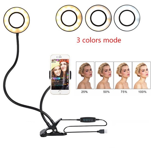 Anillo de luz LED para Selfie para soporte de Light-8cm de maquillaje ajustable en vivo