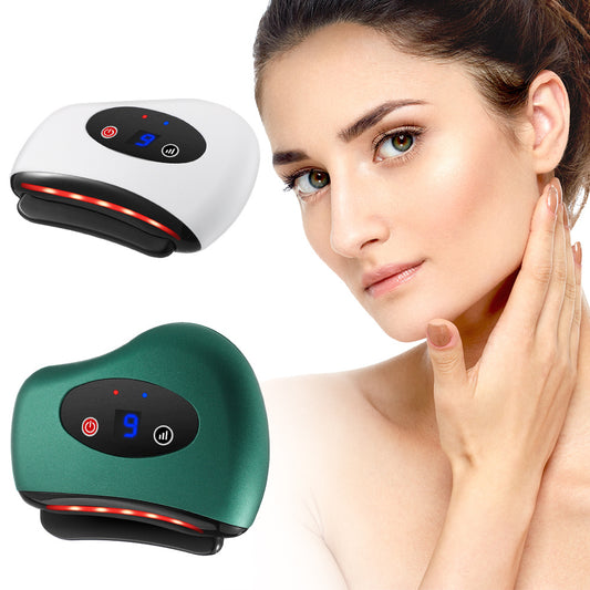 Eletric Bianstone Gua Sha Board Tools Hot Compress Heating Vibration Back Facial Massager Meridian Lymphatic