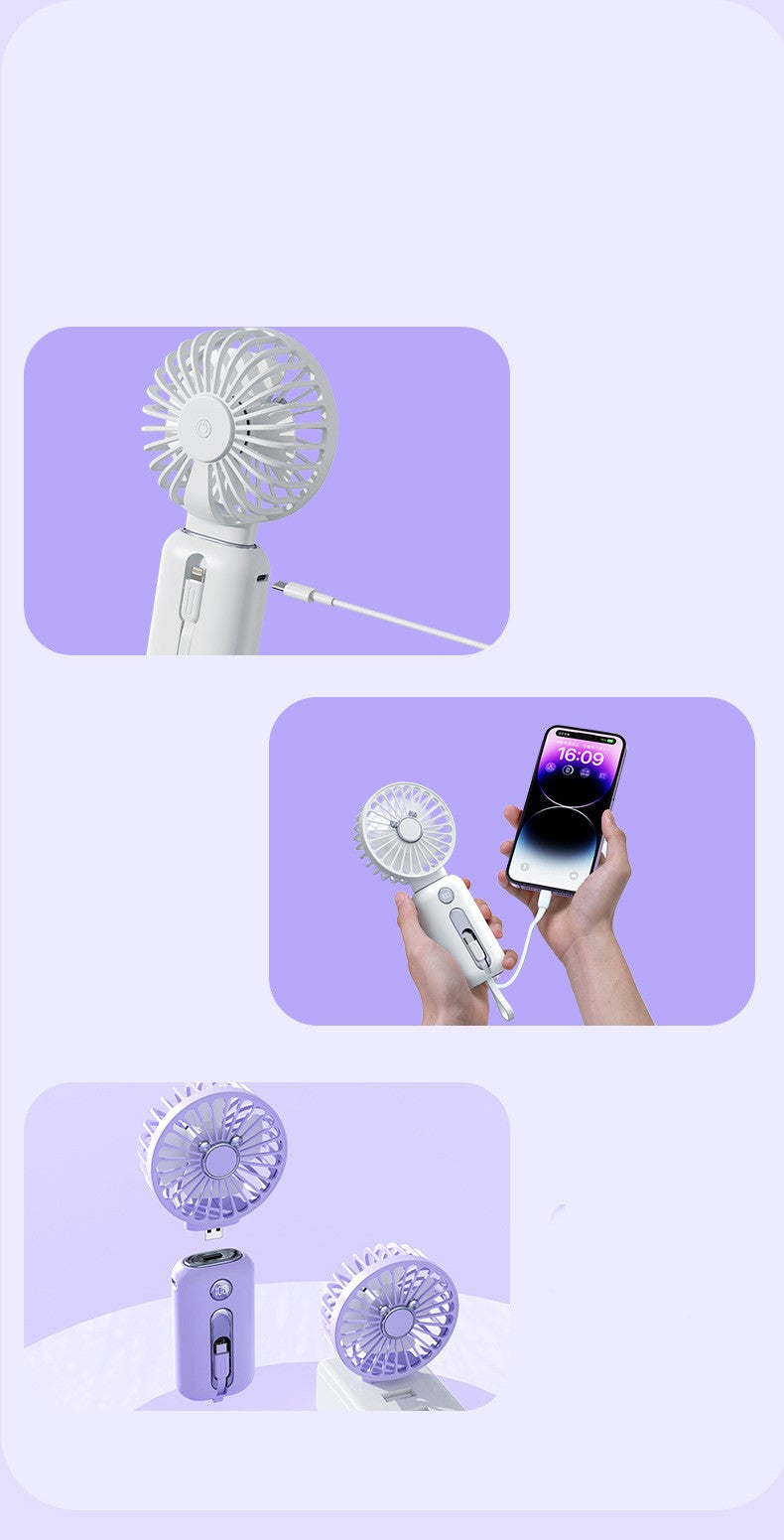 2-in-1 Handheld Fan Fast Charging Power Supply Portable Handheld Small fan