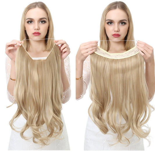 Women's Fishing Line Long Curly Large Wave Hair Extensions